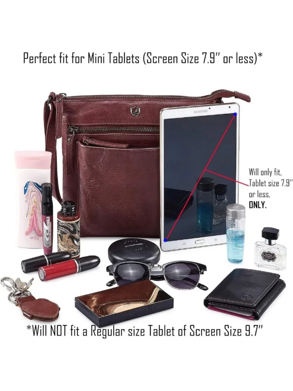 Vintage Genuine Leather Small Crossbody Bag for Women - Adjustable Travel
